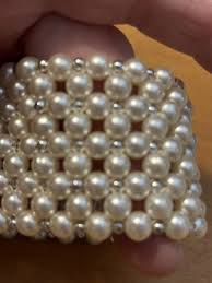 Pearl & Silver Bead Wovet Stretch Bracelet Cuff | eBay