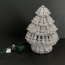 Vtg Christmas Tree Handmade Safety Pin Art Clear Beaded ...