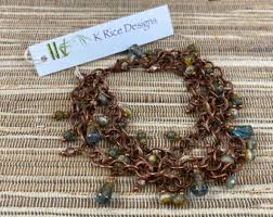 Czech Glass & Copper Links Bracelet - Etsy