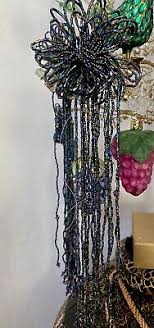 8 Vintage Flower Beaded Tassel Ornaments 12” L Iridescent Imperfect Horchow | eBay