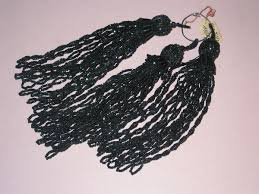 Antique Victorian Large Ball Hand Beaded Tassel ~ Jet Black ~ 6" Never Used | eBay