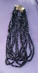 Vintage Multi Strand Black Onyx or Black Spinel 20" Necklace - Etsy