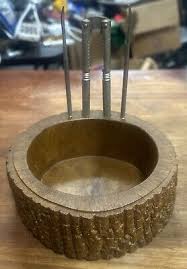 VTg/Nut Cracker Bowl /Wood Tree Bark W/HMQ Picks Rustic 6” Dia Mid Century | eBay