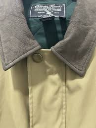 Men's Eddie Bauer Jacket Sz L Faux Leather Collar Khaki ...