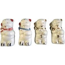 Salt & Pepper Shakers Bear 2 Sets Vintage American Bisque. For Sale at Ruby Lane