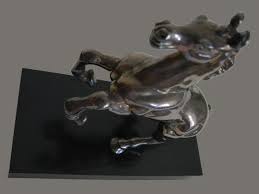 Chrome Horse Sculpture On Black Rectangle Stand – Designer ...