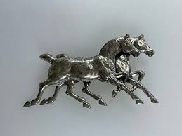 Vintage Beau Pin Brooch Sterling Silver 925 Horses Design ...