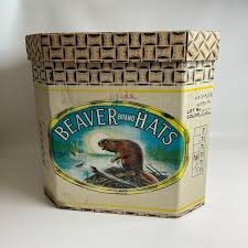vintage beaver brand hat box w/ 2 hats suede Fedora Knox ...