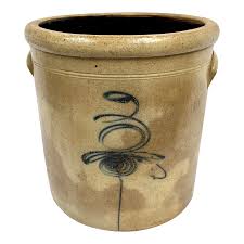 Late 1800s Handcrafted Wide Mouth Double Handle Crock | Chairish