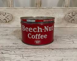 Vintage Coffee Tin - Beechnut Coffee Tin - With Lid - Fun Graphics - Etsy