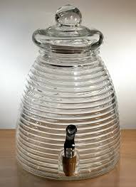 1 Gallon Clear Glass Ribbed Beehive Beverage Dispenser~Used ...