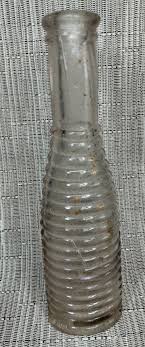 Antique, Vintage, Clear Glass, Oval Ribbed Bottle " Chipped ...