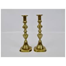 English Brass Candlesticks 19th Century Push Ups in place ...