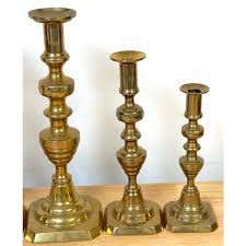 Three Pair of 19th C. English Brass Graduating Beehive Push ...