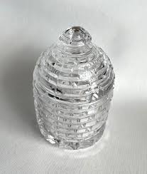 Clear Glass Crystal Beehive Shaped Honey Jar Container with ...