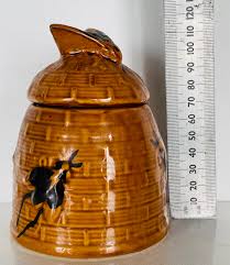 2 Honeypots: One Majolica (with Bee Finial) & One Studio Pottery With Set of Six Vintage 'silvaseal' Stainless Nickel Spoons - Etsy