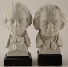 2 German Porcelain Busts. Wolfgang Amadeus Mozart And Ludwig Van Beethoven