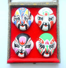 VINTAGE CHINA CHINESE LOT SET OF 4 X CERAMIC OPERA MASK ...
