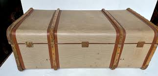 Early 1900s German Bent Wood Trunk With Original Plaid ...
