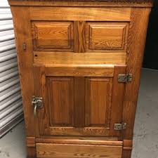 Antique Wisconsin solid oak ice chest refrigerator 46h30w19d ...