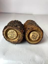 Wood tree bark salt and pepper shakers | eBay