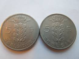 Belgium Coins, 5 Frank Franc, 1948 to 1996 - Sell by the ...