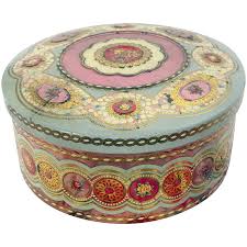 1950's English Biscuit Tin with Roses. For Sale at Ruby Lane