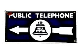 Vintage Bell System Public Telephone 2 Sided Porcelain Arrow Sign-Free Shipping | eBay