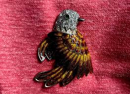 ENAMEL RHINESTONE BIRD BROOCH | eBay