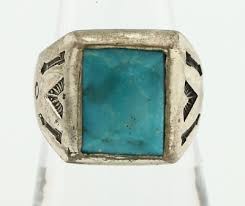 Navajo Ring 925 Silver Kingman Turquoise Signed Sun Bell ...