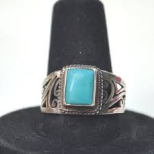 Vintage Turquoise Ring, Sterling Silver Ring, Size 7.5 Ring ...