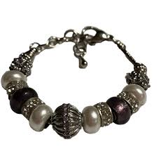 Bella Perlina Silver Tone Crystal And Purple Charm Bracelet | eBay