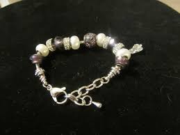 Silver, Purple, and White Toned Charm Bracelet - Etsy