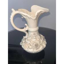 Belleek Ceramic Ewer with Floral Relief, 1890s | Chairish