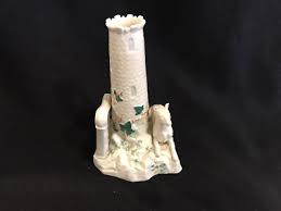 Belleek castle turret porcelain vase w/ dog, harp and cross ...