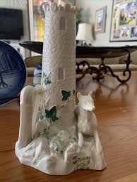 Belleek castle Vase with harp, Cross and dog handpainted new ...