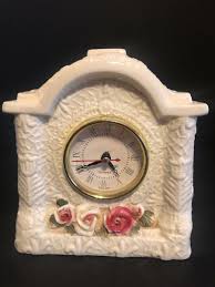 Vintage Clock Ceramic Floral Roses Design Case Quartz ...