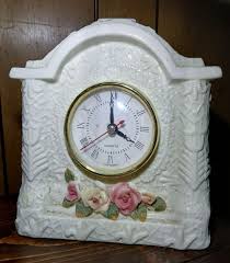 Vintage Set Of 4 Porceilain Mantle Clock, Vase, Candle ...