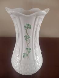 3 VINTAGE BELLEEk VASES --- Feather / Kell's / Dolphin ...