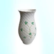 Vintage Belleek Irish Shamrock Basketweave Vase – Hand ...