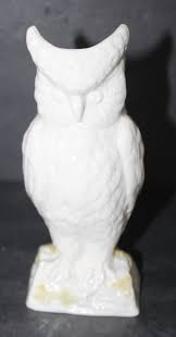 IRISH BELLEEK Vintage Porcelain Figural Owl Vase Green 8 1/4 ...