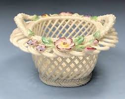 Donegal Parian Irish Porcelain Woven Basket w/Pink Roses ...