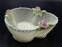 Antique Belleek Shamrock Roses Clover Art Four Strand Basket ...