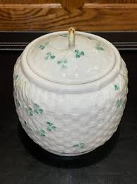 Belleek - Shamrock Basket weave Biscuit/Cookie Jar - 7th ...