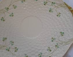 Belleek Pottery Bread Plate, Shamrock and Basket Weave ...