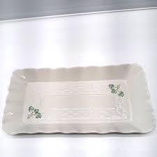 Belleek Fine Parian China Sandwich Tray Ireland Shamrock | eBay