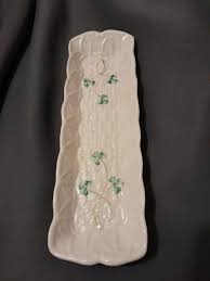 Belleek Irish Porcelain Basketweave & Shamrock Design Tray ...