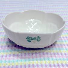 Belleek Shamrock Elegant White/Cream Green Leaf Trellis Bowl ...