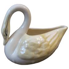 Belleek Ireland SWAN Creamer Dish Vase~Cream w/Yellow ...