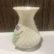 Belleek Ireland Porcelain Thistle Flower Vase 5.25" Vintage Creamy White With Pu | eBay